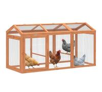 PawHut Poulailler avec perchoir Double Portes 156x70,5x84 cm Orange