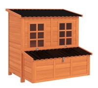PawHut Poulailler avec pondoir pour 4-6 poules, toit imperméable, Tannenholz, Kunststoff, 100 x 86 x 100 cm, Orange
