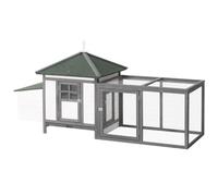 PawHut - poulailler - Bois - 196x76x97cm - Gris