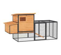 PawHut Poulailler cage à poule en bois et acier avec enclos pondoir tiroir à déjection et toit ouvert 192x81,5x104cm orange