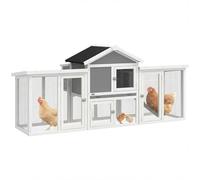 PawHut Poulailler Clapier Modèle Chalet Multi-Équipé Rampes Nichoirs Gris