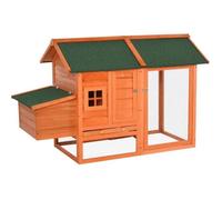 PawHut Poulailler cottage cage à poules sur pied dim. 170L x 81l x 110H cm multi-équipement bois sapin lasuré 170x81x110cm Orange