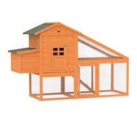 PawHut Poulailler cottage sur pied cage à poules multi-équipement en bois massif de pin pré-huilé dim. 179L x 67l x 115H cm