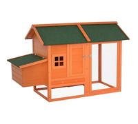 Pawhut Poulailler Cottage surélevé Cage à Poules Multi-équipement nid de Ponte perchoir Aire de Jeux Toit goudronné tiroir à déchets Coulissant Inclus Bois de Sapin 170 x 81 x 110 cm Orange et Vert