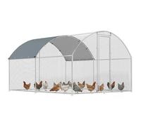 PawHut Poulailler d'extérieur, 2,8 x 3,4 x 1,9 m, 9,5 m² Enclos pour Poules en Acier galvanisé avec Toit imperméable Anti-UV et Serrure, Cage pour 10 à 16 Poules, Petits Animaux, Lapins et Canards