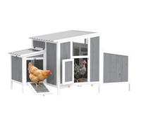 PawHut Poulailler en Bois 145x90x92cm Gris avec Nichoir