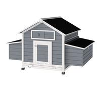 PawHut Poulailler en bois abri pour 2-4 poules toit ouvrant étanche & 2 pondoirs 150 x 100 x 96,5 cm gris