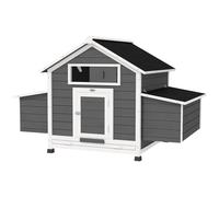 PawHut Poulailler en bois accueillant 4 poules, cage à poules avec pondoir, toit imperméable ouvrable, tiroir amovible, gris