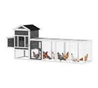PawHut Poulailler en Bois avec Pondoir 3-6 Poulets Bois Massif Blanc