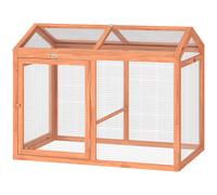 PawHut Poulailler en Bois Enclos Extérieur avec Perchoir et Doubles Portes, Poulailler modulable pour jardin