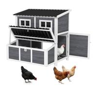 PawHut Poulailler en Bois Moderne XL 2-4 Poules 100x86cm Gris