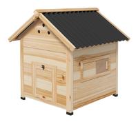 PawHut Poulailler en bois pour canards abri pour canards toit ouvrant double porte 78 x 90 x 92 cm effet bois naturel