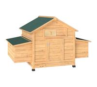 PawHut Poulailler en bois pour extérieur, abri pour poules avec 2 nids, plateau amovible, perchoirs, toit imperméable, maison pour 2 à 4 poules et lapins, 150 x 100 x 96,5 cm, jaune