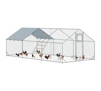 PawHut Poulailler Enclos en Acier, 300 x 600 x 195 cm Cage à Poules avec Couverture résistante aux UV, Porte d'alimentation, mangeoire Suspendue, perchoir, enclos pour 18-24 Poules, Petits Animaux,