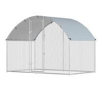PawHut Poulailler Enclos pour Poules d'Extérieur en Acier 2.8x1.7x1.9m Argent