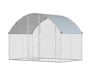 PawHut Poulailler Enclos pour Poules d'Extérieur en Acier 2.8x1.7x1.9m Argent