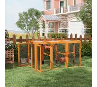 PawHut Poulailler pour 1-3 poules, structure en bois, grillage en acier, design extensible, perchoirs en bois, Orange