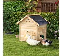 PawHut Poulailler pour Canards, Résistant aux intempéries, 2 Entrées, 2 Rampes, 78 x 90 x 92 cm, 'Naturel + Noir