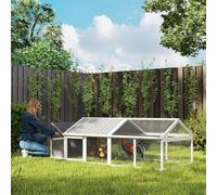 PawHut Poulailler pour poules cage à poule avec nichoir porte et toit ouvrable pour 4 et 8 poules 240 x 112,5 x 76 cm orange