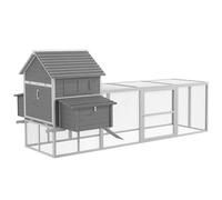 PawHut Poulailler XXL en Bois 3m Grand Parcours pour 4-6 Poules Gris