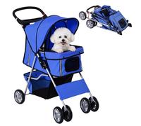 PawHut Poussette Buggy Pliable Animaux Chien Chat 75 x 45 x 97 cm Bleu