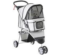 PawHut Poussette Buggy Pliable Animaux Chien Tout Terrain Gris