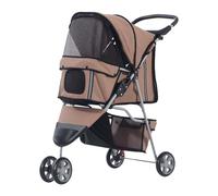 PawHut Poussette Buggy Pliable Animaux Chien Tout Terrain Marron
