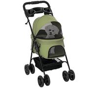 PawHut Poussette buggy pliable 4 roues tissu 300D Oxford imperméable panier porte-gobelets vert