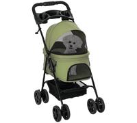 PawHut Poussette buggy pliable 4 roues tissu 300D Oxford imperméable panier porte-gobelets vert