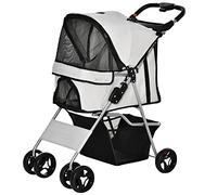 PawHut Poussette Buggy pour Chiens Pliable 4 Roues 77 x 45 x 99,5 cm Gris