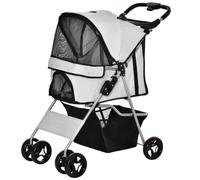 Pawhut Poussette buggy pour chiens 75x46x94 cm pliable imperméable tissu 600D Oxford 4 roues gris