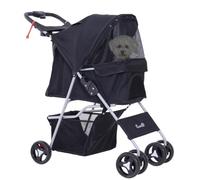 PawHut Poussette buggy pour chiens 77 x 45 x 99,5 cm pliable, imperméable 600D Oxford noir 4 roues