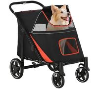 PawHut Poussette chien/chat One-Click pliable avec rangement Noir