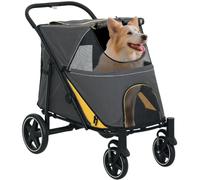 PawHut Poussette Chien pour Grand Chien, 4 Roues en EVA, Gris Foncé