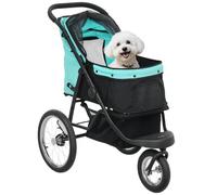PawHut Poussette jogger pliable petit chien/chat 10 kg turquoise