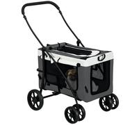 PawHut Poussette Pliable Animaux Chien Chat 2 en 1 81 x 58 x 97,5 cm Gris