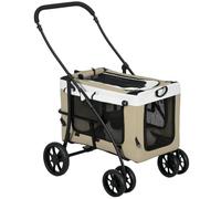 PawHut Poussette Pliable Animaux Chien Chat 2 en 1 81 x 58 x 97,5 cm Kaki