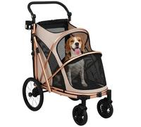 PawHut Poussette pliable pour chien moyen 20 kg marron clair