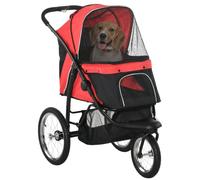 PawHut Poussette pliable pour chien moyen et petit rouge | Poussette jogging, roues caoutchouc, coussin lavable, pour chien.