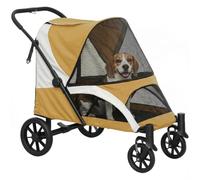 PawHut Poussette pliable pour chiens et chats moyens 25 kg marron