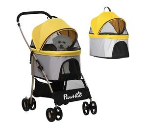 PawHut poussette pour chien, 2 en 1 trolley pour chien, sac de transport, buggy pour chien pliable avec coussin, poussette pour chat pour petits chiens, chats, buggy pour chat avec 4 roues, fenêtre en