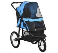 PawHut Poussette pour chien, pliable, Protection solaire, Fenêtre en filet, Panier de rangement, Bleu, 111 x 58 x 107 cm