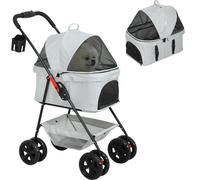 PawHut poussette pour chien 3 en 1 buggy pour chien pliable boîte pour chien, sac de transport pliable avec porte-boisson, buggy pour chien, poussette pour chat avec roues 360° buggy pour chat pour mi