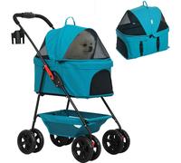 PawHut poussette pour chien 3 en 1 buggy pour chien pliable boîte pour chien, sac de transport pliable avec porte-boisson, buggy pour chien, poussette pour chat avec roues 360° buggy pour chat pour mi