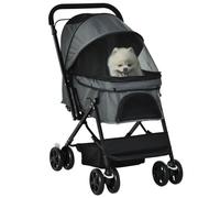 PawHut - Poussette pour chien - Acier - 76.5x52x95cm - Gris