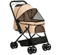 PawHut - Poussette pour chien - Acier - 76.5x52x95cm - Marron