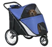 PawHut Poussette pour chien avec fenêtres mesh jusqu'à 30 kg bleu