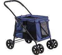 PawHut poussette pour chien, buggy pliable pour chien, trolley pour chien avec coussin, buggy pour chat jusqu'à 20 kg, poussette pour chat pour chiens de petite et moyenne taille avec poches latérales