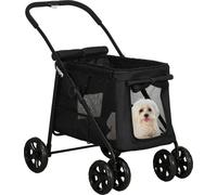 PawHut poussette pour chien, buggy pliable pour chien, trolley pour chien avec coussin, buggy pour chat jusqu'à 20 kg, poussette pour chat pour chiens de petite et moyenne taille avec poches latérales