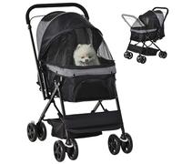 Pawhut Poussette pour chien – Acier – 76,5 x 52 x 95 cm – Noir